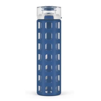 Glass Water Bottle - 20oz Flip Lid, Silicone Sleeve