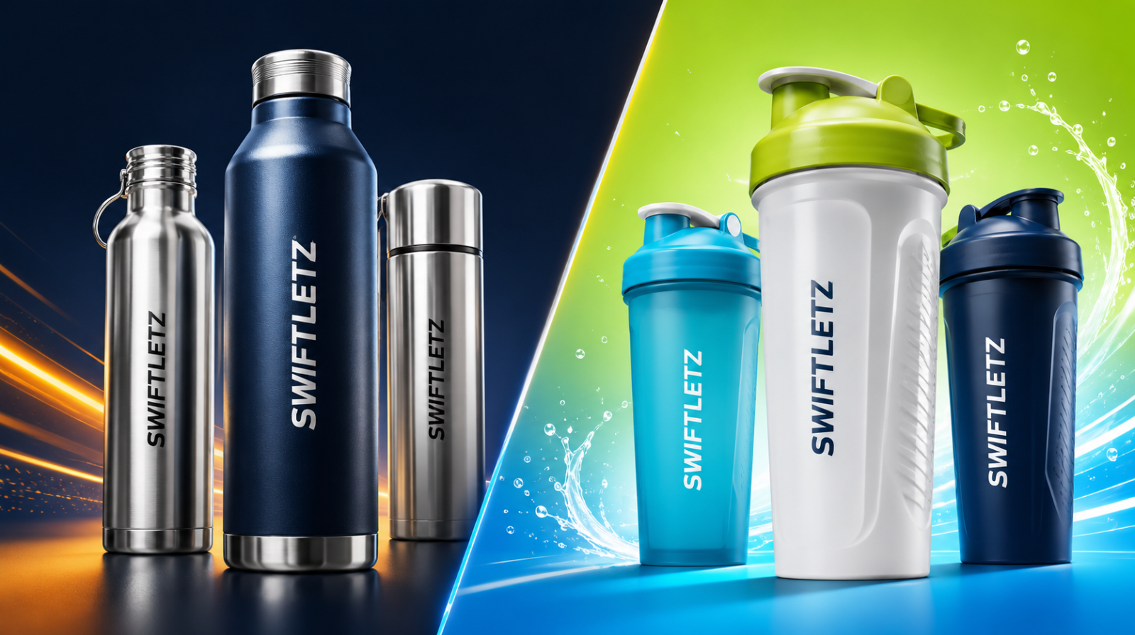 SWIFTLETZ stainless steel flasks and shaker bottles featured collection banner