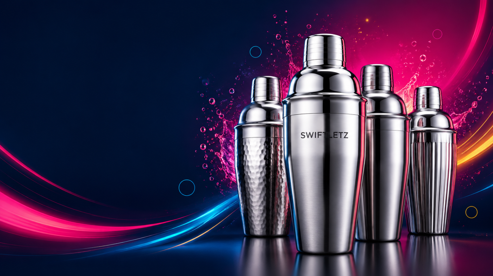 SWIFTLETZ cocktail shaker promotional banner